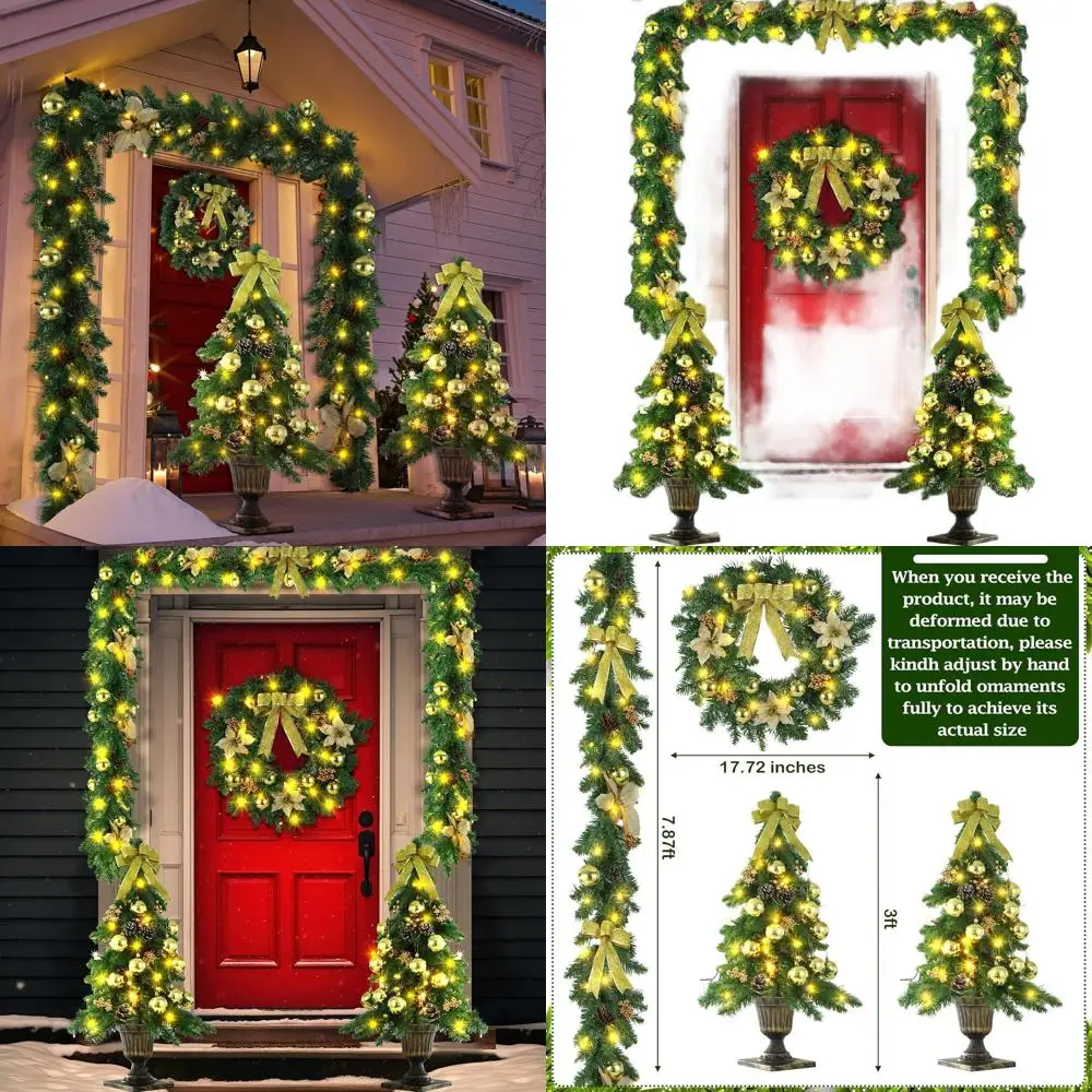 3 Ft Pre-Lit Gold G… - image