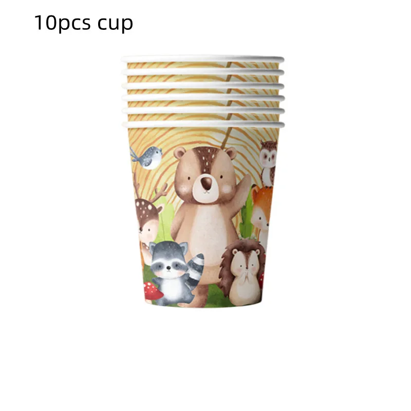 Woodland Tier Dschungel Wald DIY Party Dekoration Teller Tasse Tischdecke Geburtstag Party Baby Dusche Kinder Geburtstag Party Supplies – Detail 3