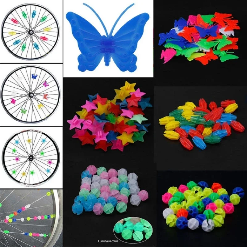 

26/36Pcs Colorful Safety Clip Bicycle Round Multi-Color Love Heart Stars Wheel Bike Accessories Decoration Bead Spoke Beads