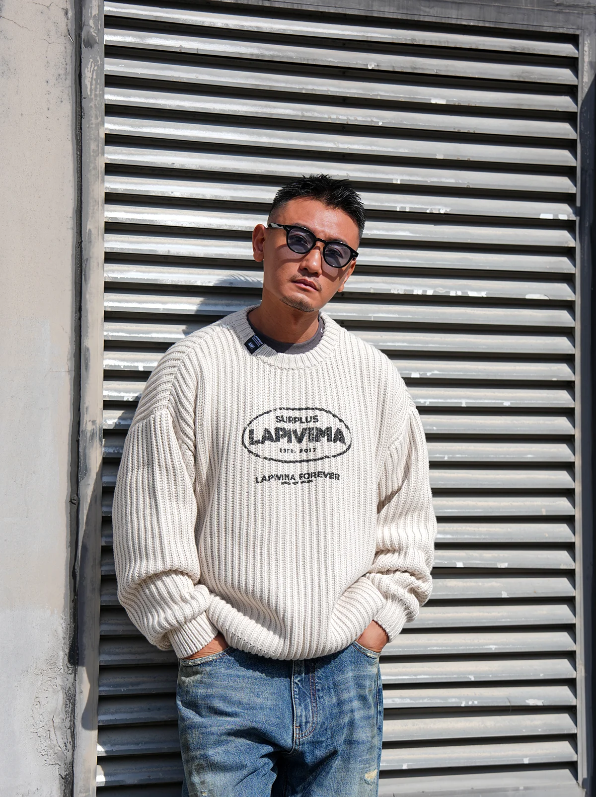 

Мужской свитер LAPIVIMA: широкий, свободный крой, крупная вязка, осенне-зимний, утолщенный, из хлопка, повседневный, с круглым вырезом, длинный рукав