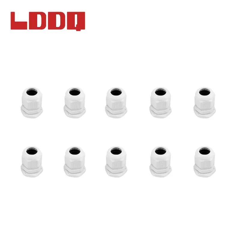LDDQ 10PCS IP68 PG13.5 PG16 PG19 PG21 PG25  Waterproof Nylon Cable Glands White Black cable entry cables pass Connector