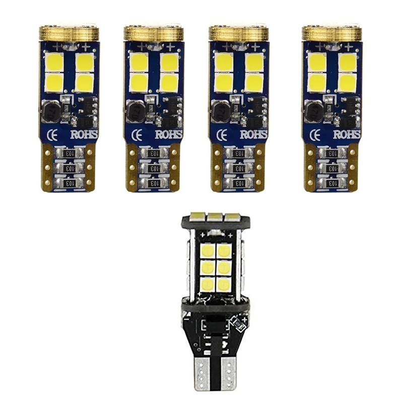 

5 Pcs 921 912 T10 T15 W16W Led Reverse Light, Led Bulb 1500 Lumens Extremly Bright For Car Led Backup Reverse Lights 12V 24V W