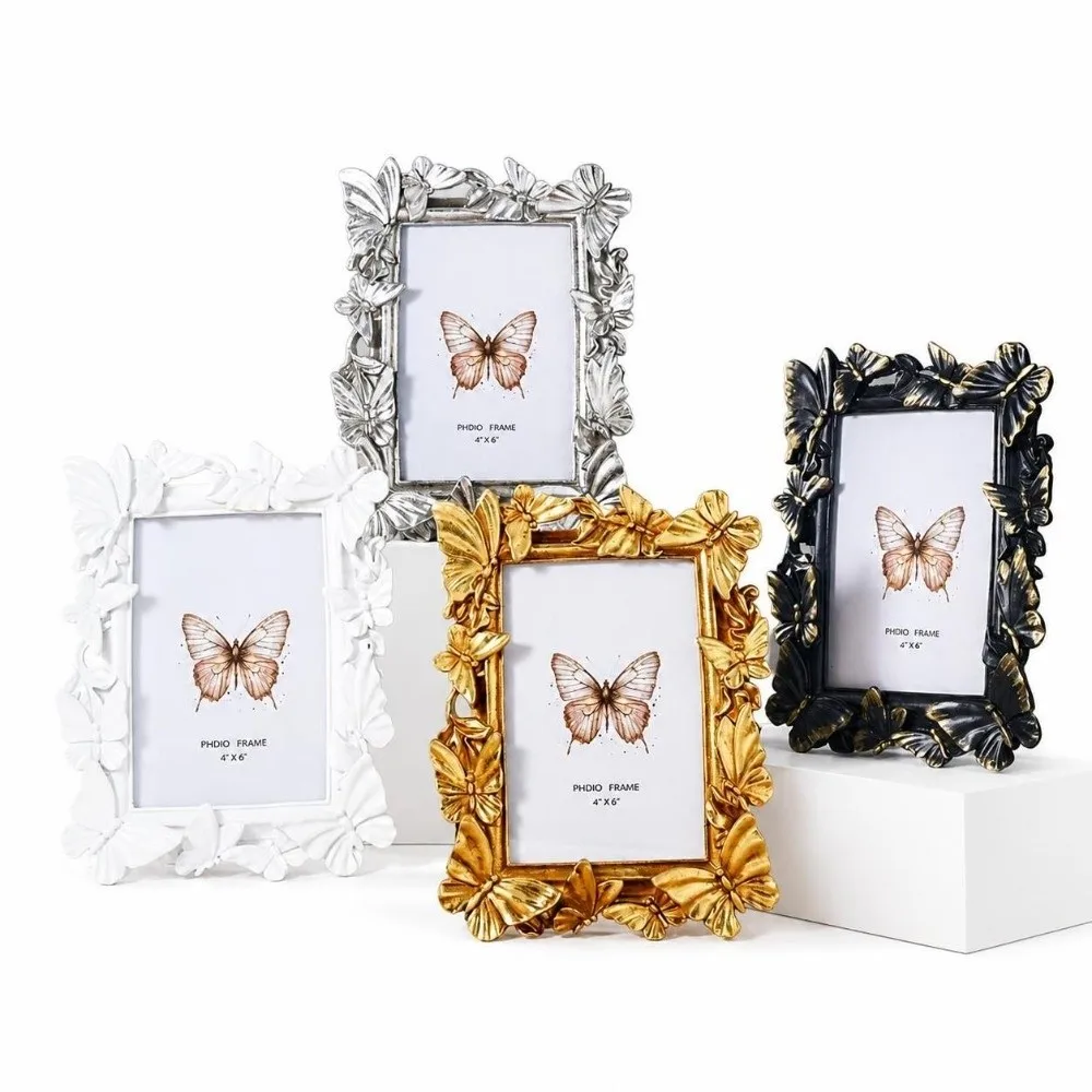 3D Butterfly Picture Frame Staggered Pattern Vintage Decorative Painting Frame Rectangular Shape Photocard Display Stand