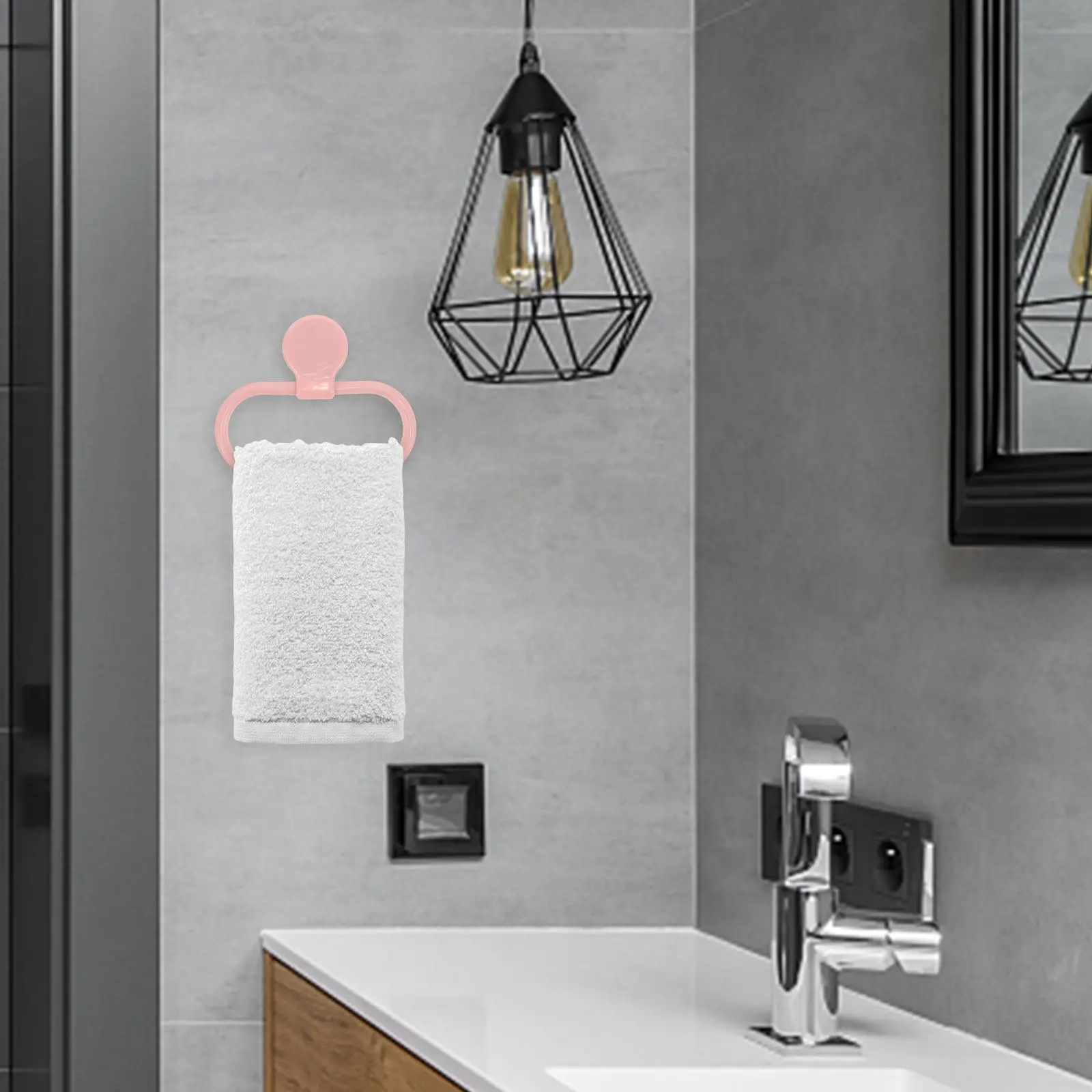 No Drilling Self-Adhesive Towel Ring Premium ABS Construction Strong Hold for Bathroom Kitchen Use Peel and Stick Easy Mount