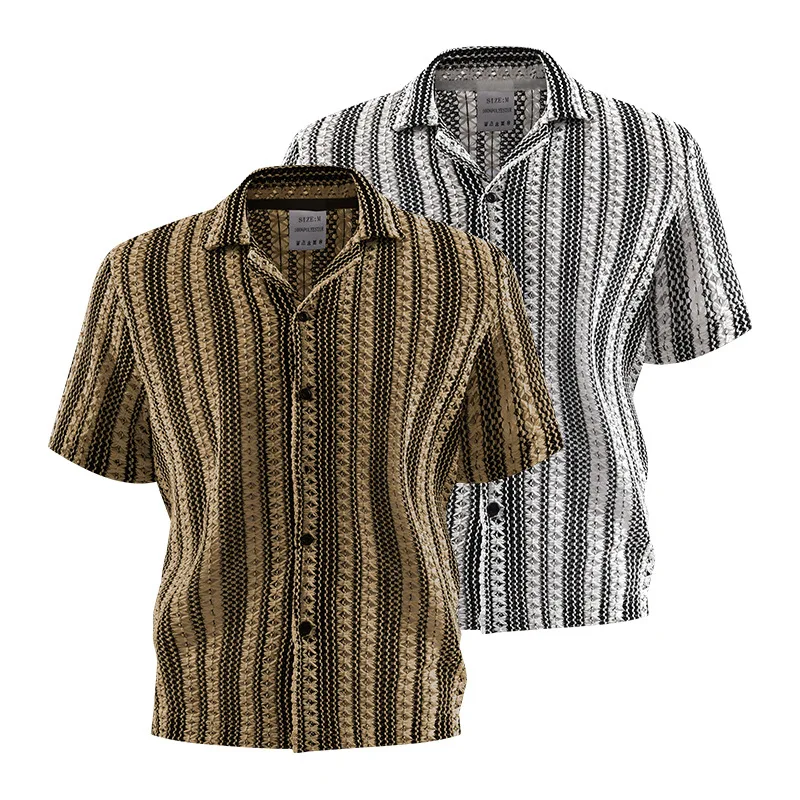 

2026 Summer Hollow Knitted Short-sleeved Shirt Men's Casual Comfort Loose Simple Versatile