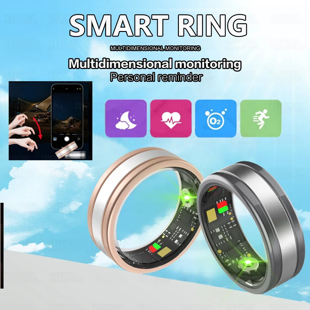 

Smart Ring Men Women Health Detection Heart Rate Sleep Monitor Sports Tracker IP68 Waterproof Big Battery For Men Women New2024