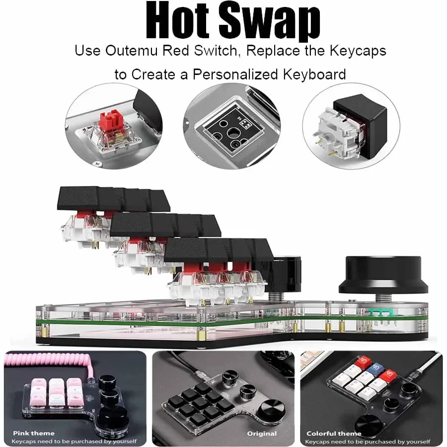 Programming Macro Custom 3 Knob Keyboard RGB Bluetooth 12 Key Copy Paste Photoshop Gaming Keypad Mechanical Hotswap Macropad