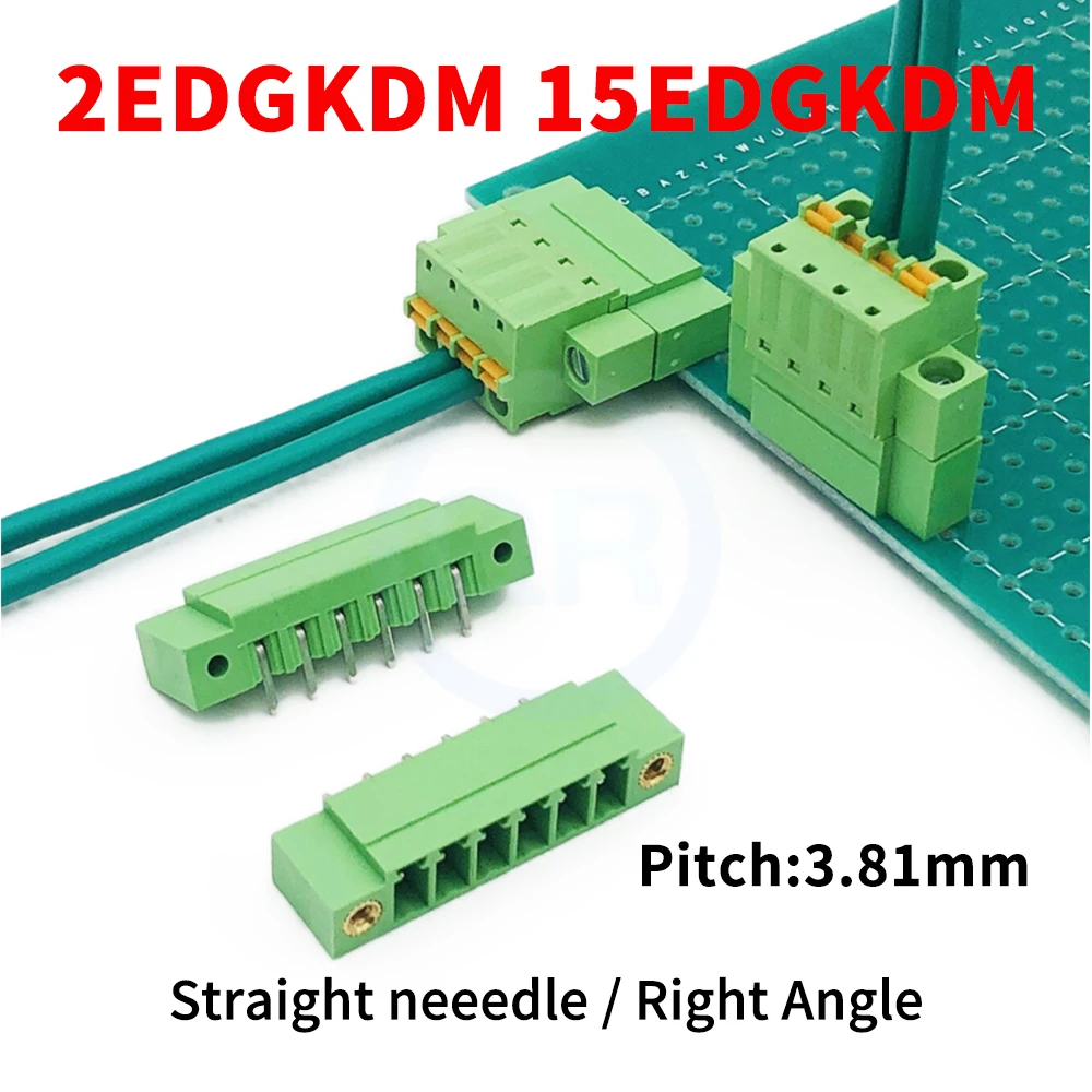 

(5/10 Set) KF 2EDGKDM 15EDGKDM 3.81mm Plug-in PCB 15EDGR / VM Fixed Right Angle/Straight Pin Header Spring Plugs with Lugs 2-24P