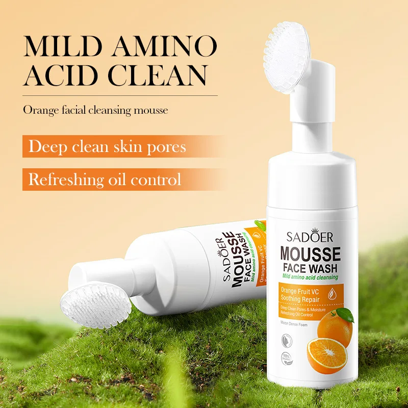 SAODER Fruits Orange Gesichtsreiniger Gesichtswaschschaum Massasge Cleansing Mossee Anti-Falten Feuchtigkeitsspendende Hautpflege