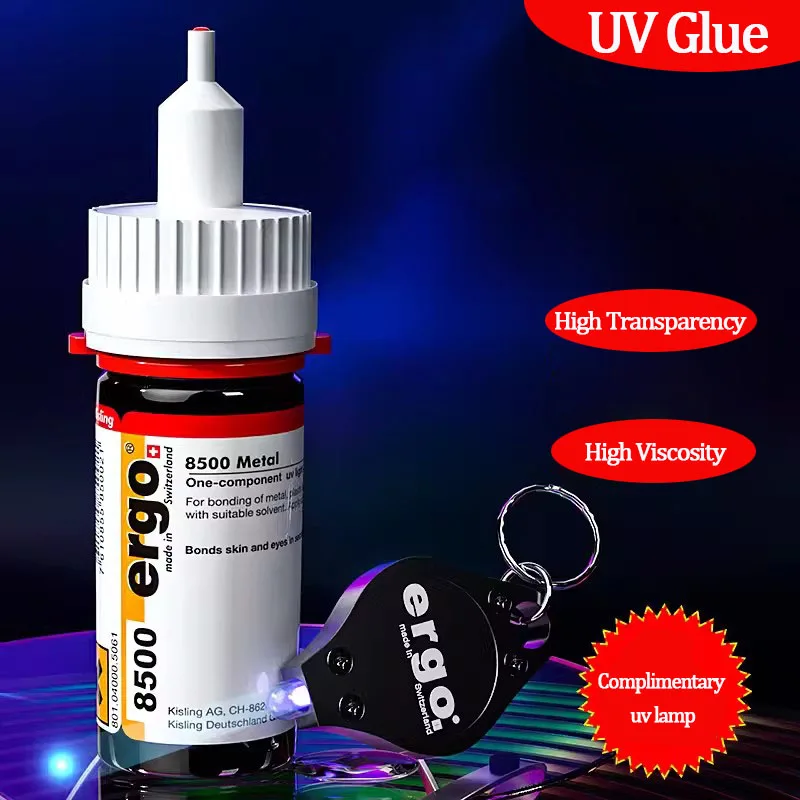 ergo 8500 UV Glue Metal Acrylic Crystal Super glue Transparent quick drying diy repair adhesive for glass