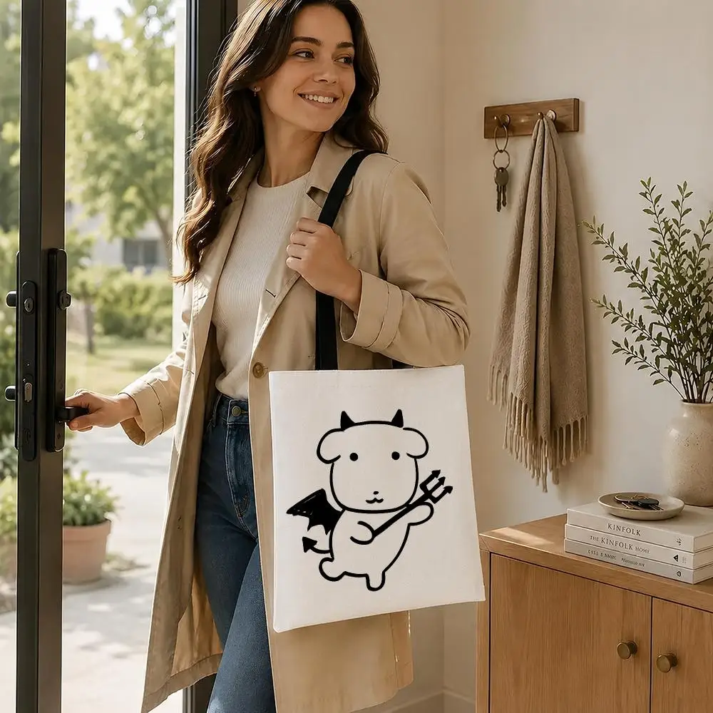 Character GolfGanadi Storage Bags Canvas  bag, suitable for work, school, and daily commutes, reusable shopping bag