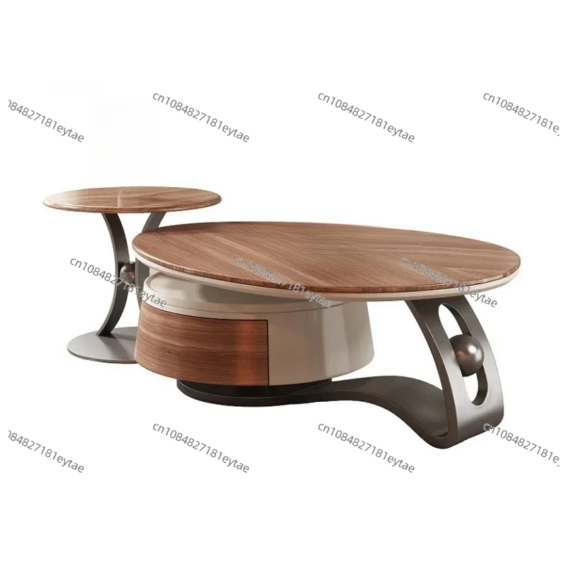 Solid Wood Creative Coffee Table  Ancient Style Designer Living Room Small Apartment Walnut Veneer Tea Table BJ-8093