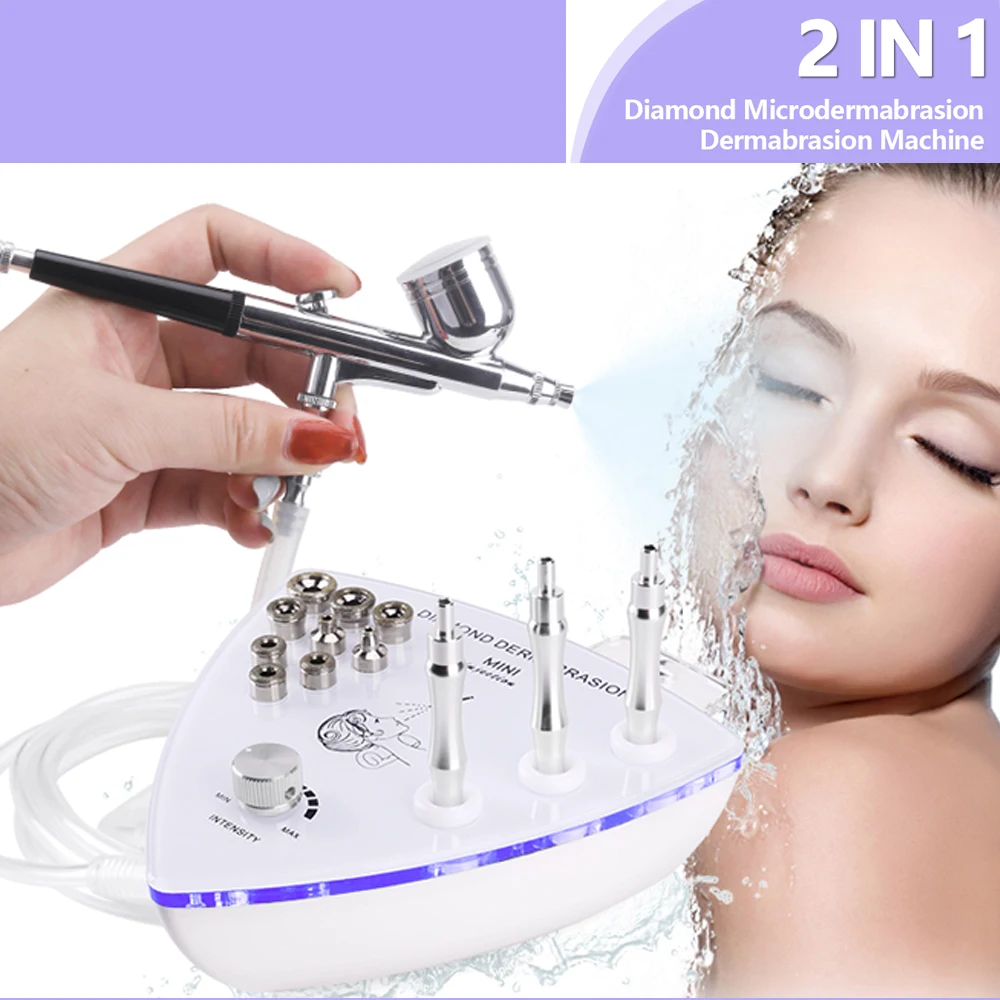 Diamond Microdermabrasion Machine with Spray Gun 65-68cmHg Suction Power Facial Exfoliation Dermabrasion for Home Use Skin Care