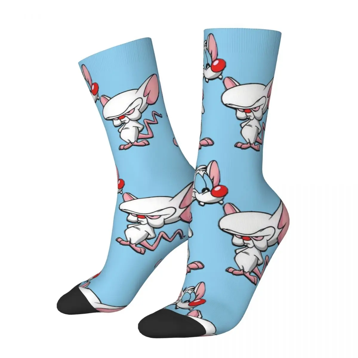 Hip Hop Vintage When I Rule The World Crazy Men's Compression Socks Unisex Pinky and the Brain TV Pattern Printed Crew Sock