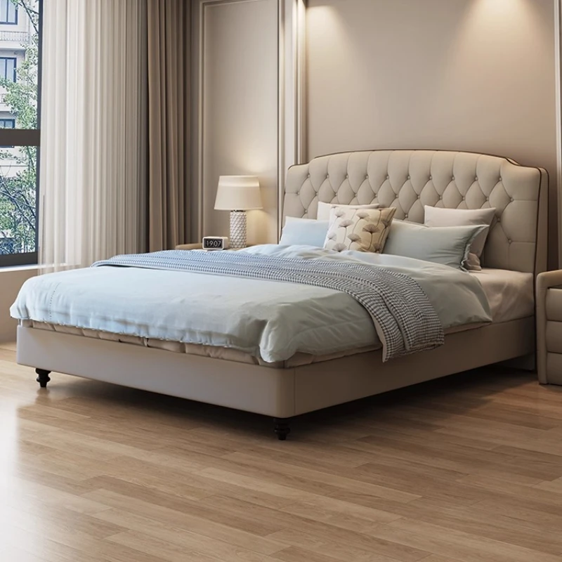 

Двуспальная кровать из натуральной кожи в скандинавском стиле, 180x200 см, элегантные высококачественные удобные кровати для спальни, минималистичная мебель дляotto matrimoniale