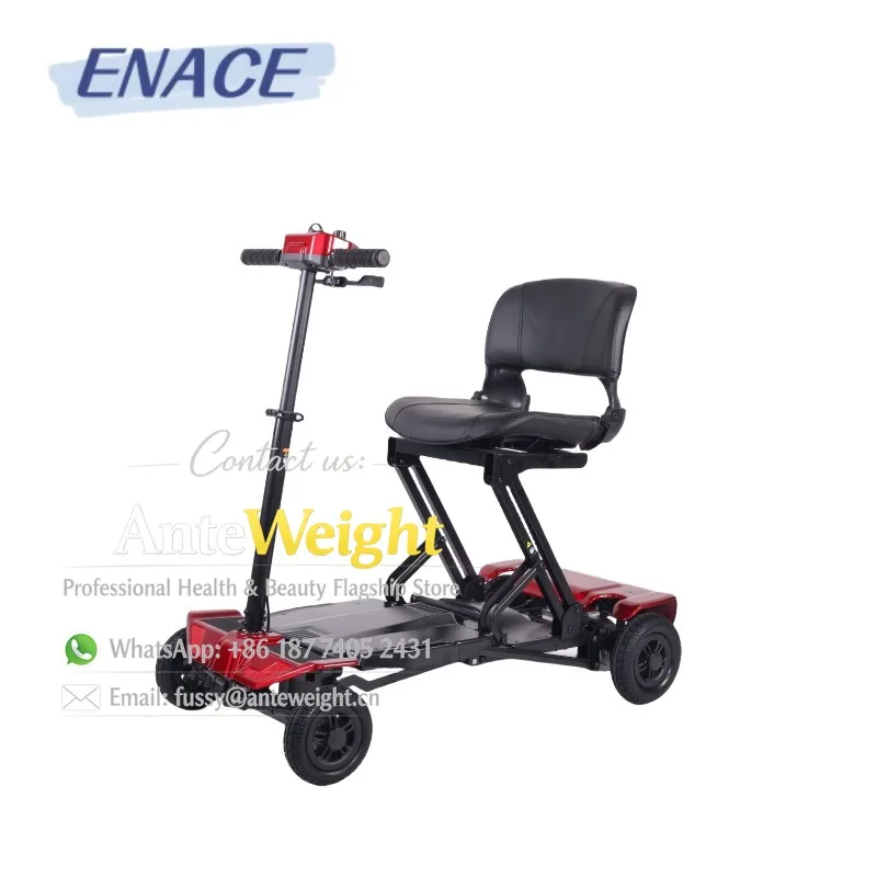 Portable Lightweight Easy Folding 4 Wheel Handicapped Electric Mobility Scooter for Elderly Safe Travel
