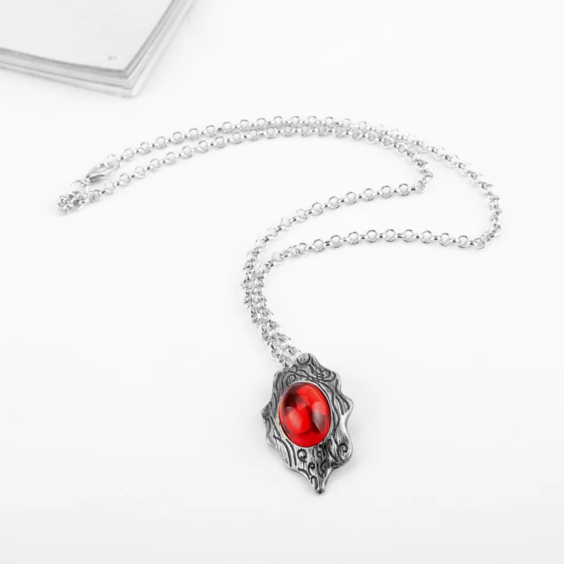 Movie Devil May Cry 5 Dante's Amulet Pendant Necklace Red Gem Inlaid  Cosplay Vintage Necklaces Jewelry Props Accessories