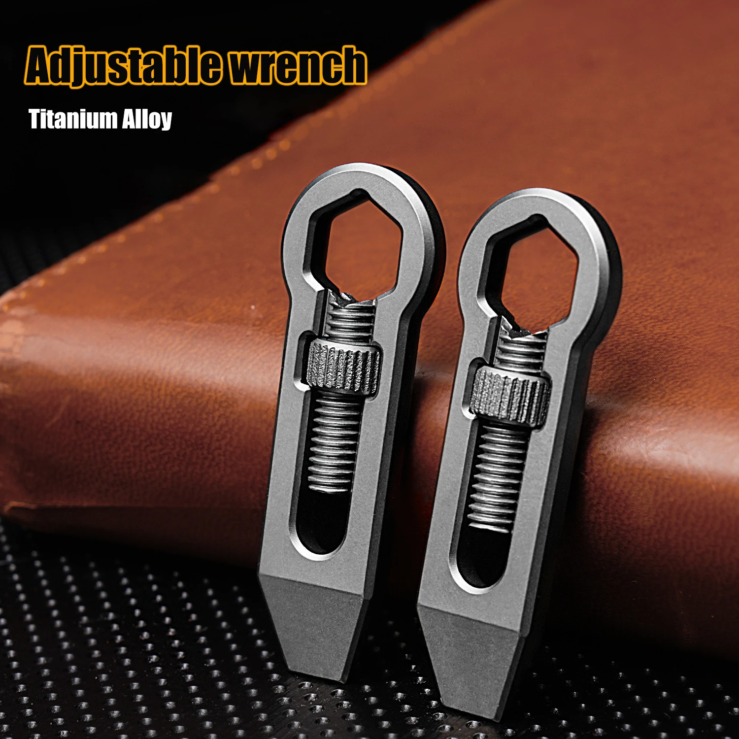 Imagem -03 - Criativo Mini Liga de Titânio Crowbar Chave Inglesa Ajustável Multifuncional Pingente de Colar Chaveiro Edc Gadget Wrench Pingente ao ar Livre 10g