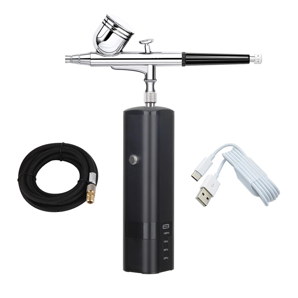 

Rechargeable Airbrush Kit with Gravity Type Spray Gun for Art Model Body Paint Artist Makeup Nail Tattoos Cake Tools