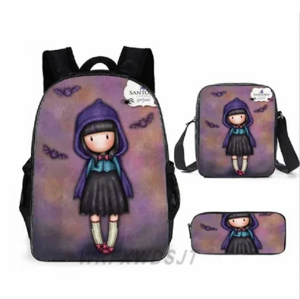 Harajuku Anime Schoolbag com 3D Anime Print, Kawaii Gorjuss, Sacos De Escola Do Aluno, Mochila Para Laptop, Mochila, Bolsa