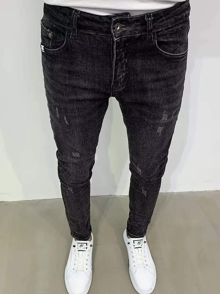 Clothes Y2k Man 2000s 2025 Spring and Summer New Embroidered Black Jeans Men's Trend Versatile Cowboy Korean Slim-fit Pants