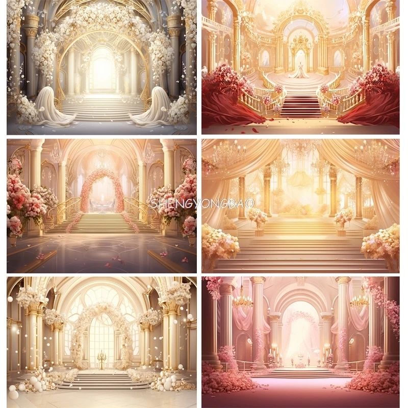 Bouquet Wedding Ceremony Stage Fantasy Photography Backdrop Props Anniversary Archway With Flowers Photo Studio Background HL-11