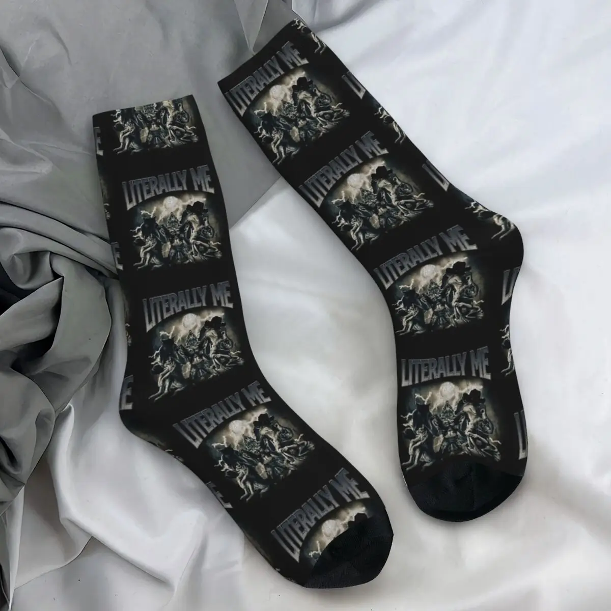 Literally Me Wolf Socks Winter Funny Meme Animal Stockings Retro Women Men Soft Breathable Socks Skateboard Anti Sweat Socks