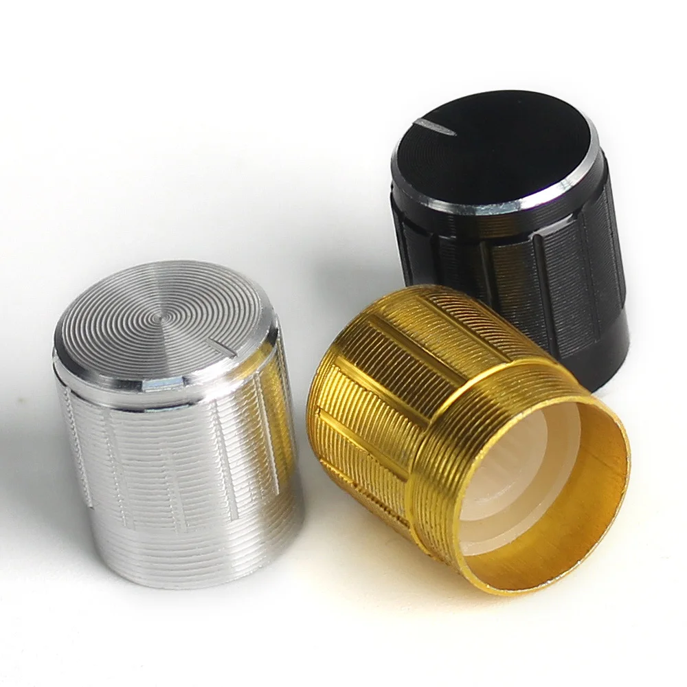 5/15PCS 15x17mm Aluminum Alloy Potentiometer Knob Cap Black/Silver/Gold Metal Audio Knob Cap for Amplifier/Speaker/Speed Control