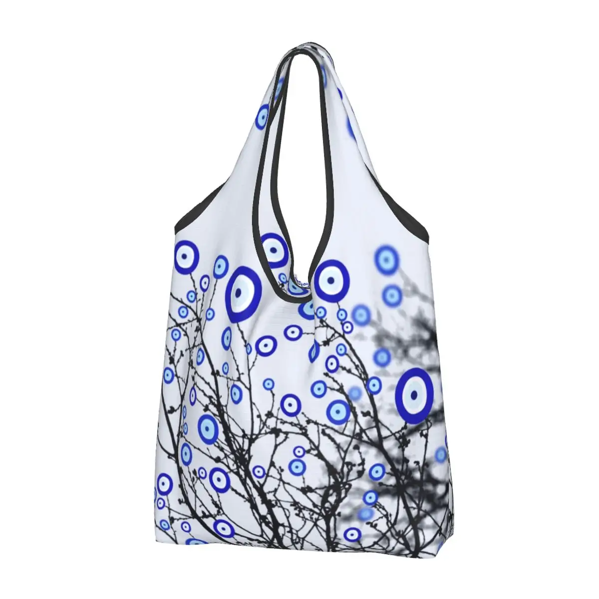 Turkish Evil Eye Tree Groceries Shopping Bags Cute Shopper Tote Shoulder Bags Big Capacity Portable Mediterranean Amulet Handbag