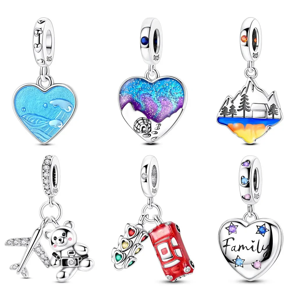 The Northern Lights and Igloo Pendants Silver Colors for Charms Silver Colors Original Bracelet for Jewelry Making