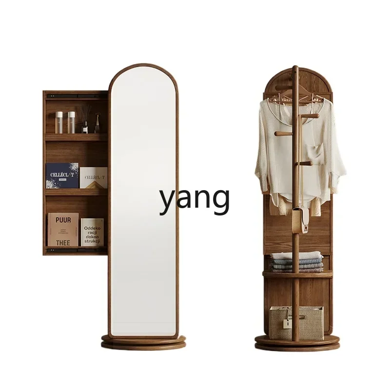 

LCX solid wood full body mirror floor mirror rotatable mirror multi-functional hanger