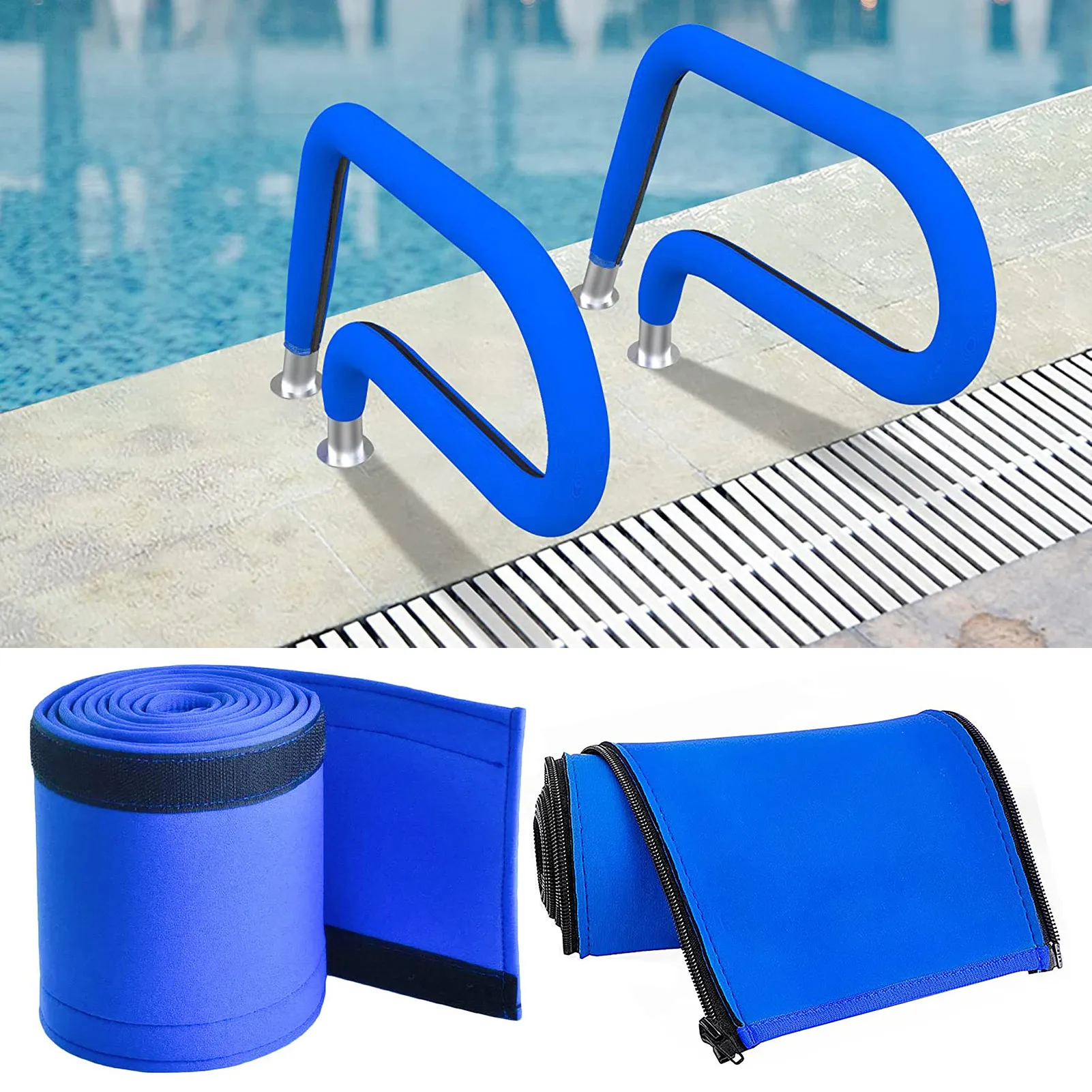 Swim Pool Ladder Anti Slip Sleeve Swimming Pool Hand Rail Cover Pool Handle Covers Zipper Anti-slip Sleeve Rail Cover Protector