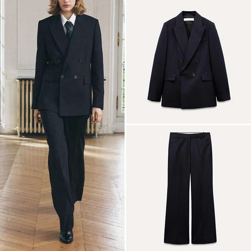 

Зимняя ветровка, двубортный костюм, джет, прямые брюки, карьерный комплект женской одежды, длинные брюки све, полиэстер...