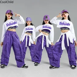 Hip Hop Girls K-pop Crop Top Cargo Pants Children Street Dance Cardigan Kids Streetwear Costumes Girl Group Jazz Clothes Sets