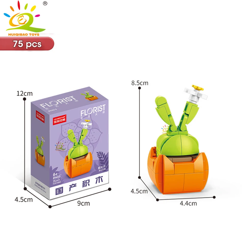 HUIQIBAO MOC Bloem Succulent Ingemaakte Model Bouwsteen DIY Eeuwige Boeket Thuis Bureau Plant Decor Baksteen Meisje Gift Kinderen Speelgoed