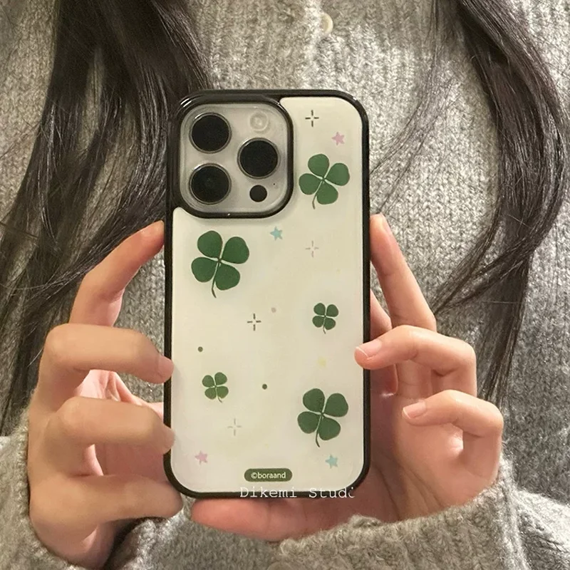 Small And Fresh Blogger Lucky Clover Fashion Couple Phone Case For Samsung S26 PLUS 25 EDGE 24 FE 23 ULTRA Dustproof Cover