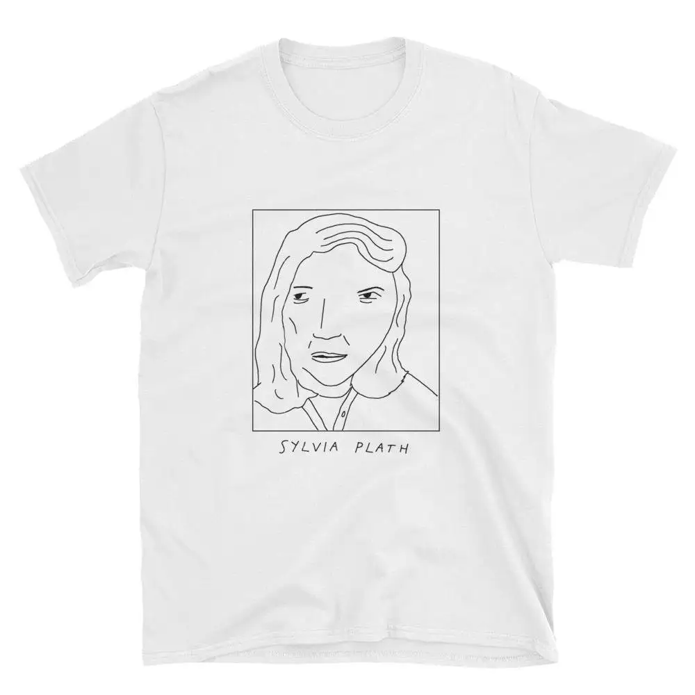 Badly Drawn Authors Sylvia Plath T Shirt FREE Worldwide Delivery