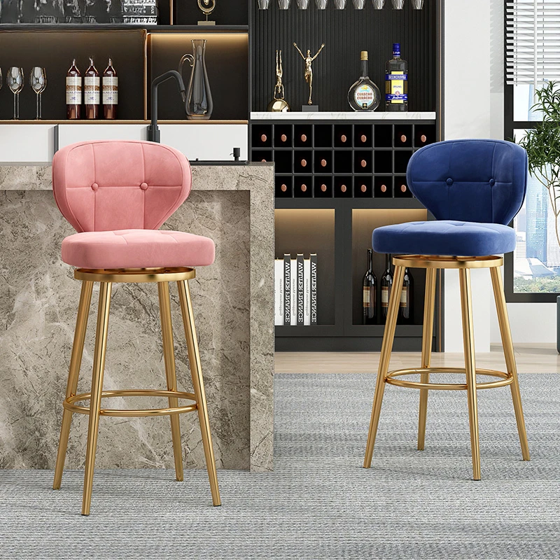 Minimalist Rotating Nordic Bar Stools Reception Manicure Island Kitchen Counter Stools Luxury Backrest Cadeiras Furniture XR50BY