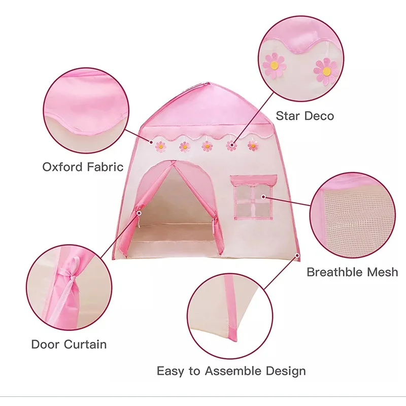 and Flower Tent Boys Cloth Children's Girls Indoor Outdoor Children's Room Cartoon Pink Girls Portable Dollhouse Gifts for Girls