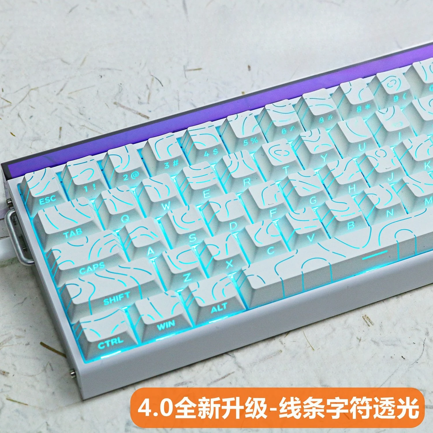 2025 Super Contour PBT-Tastenkappen, seitlich leuchtendes Licht, mechanische Tastatur, Original-Fabrikhöhe für 61/68/75/84/87 Tasten, Spieltastatur