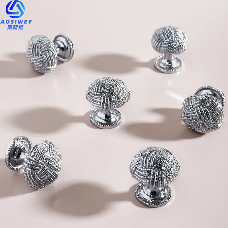 

Classic Style Chrome Plated Silver Cabinet Handles, with Brass Chinese Knot Design, Modern and Vintage Furniture Hardware