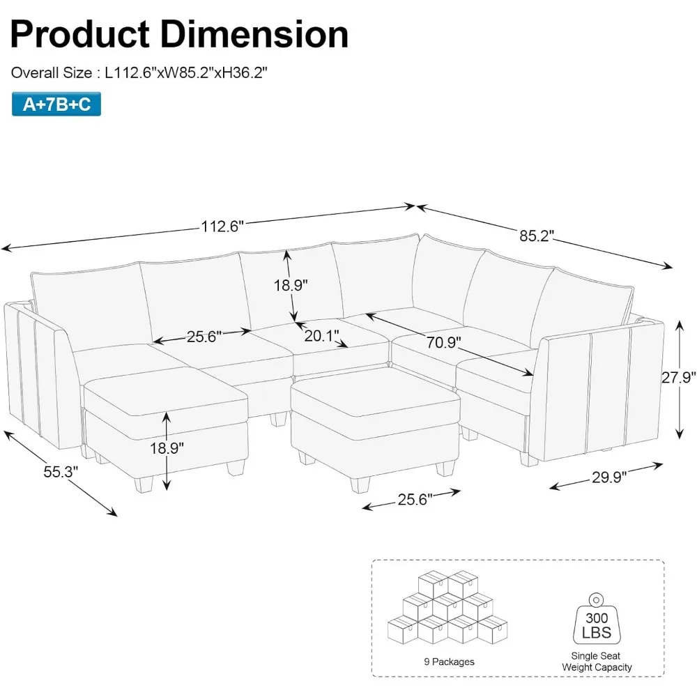 Modular Sectional Sofa Sleeper Sectional Couch with Storage Velvet Sofa Bed for Living Room, 6 Seats, Beige