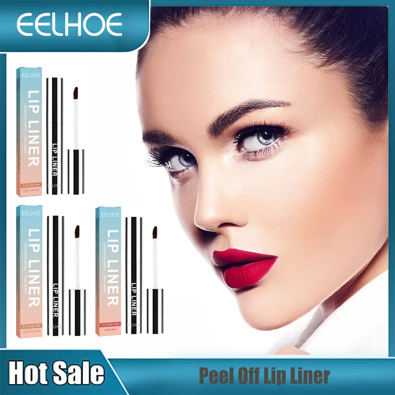 

EELHOE Peel off Lip Liner Waterproof Long Lasting Lipliner Liquid Lip Pencil Ink Lip Tint Matte 3 Color Lipstick Makeup Cosmetic