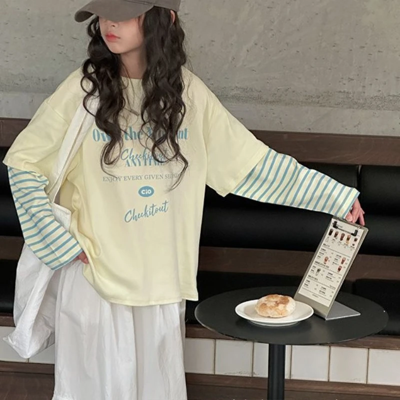 ملابس الفتيات المزيفة المكونة من قطعتين من 9 إلى 10 سنوات كارتونية للأطفال موضة ربيع الخريف تي شيرت للفتيات الصغيرات ملابس كورية 2025 4 #3