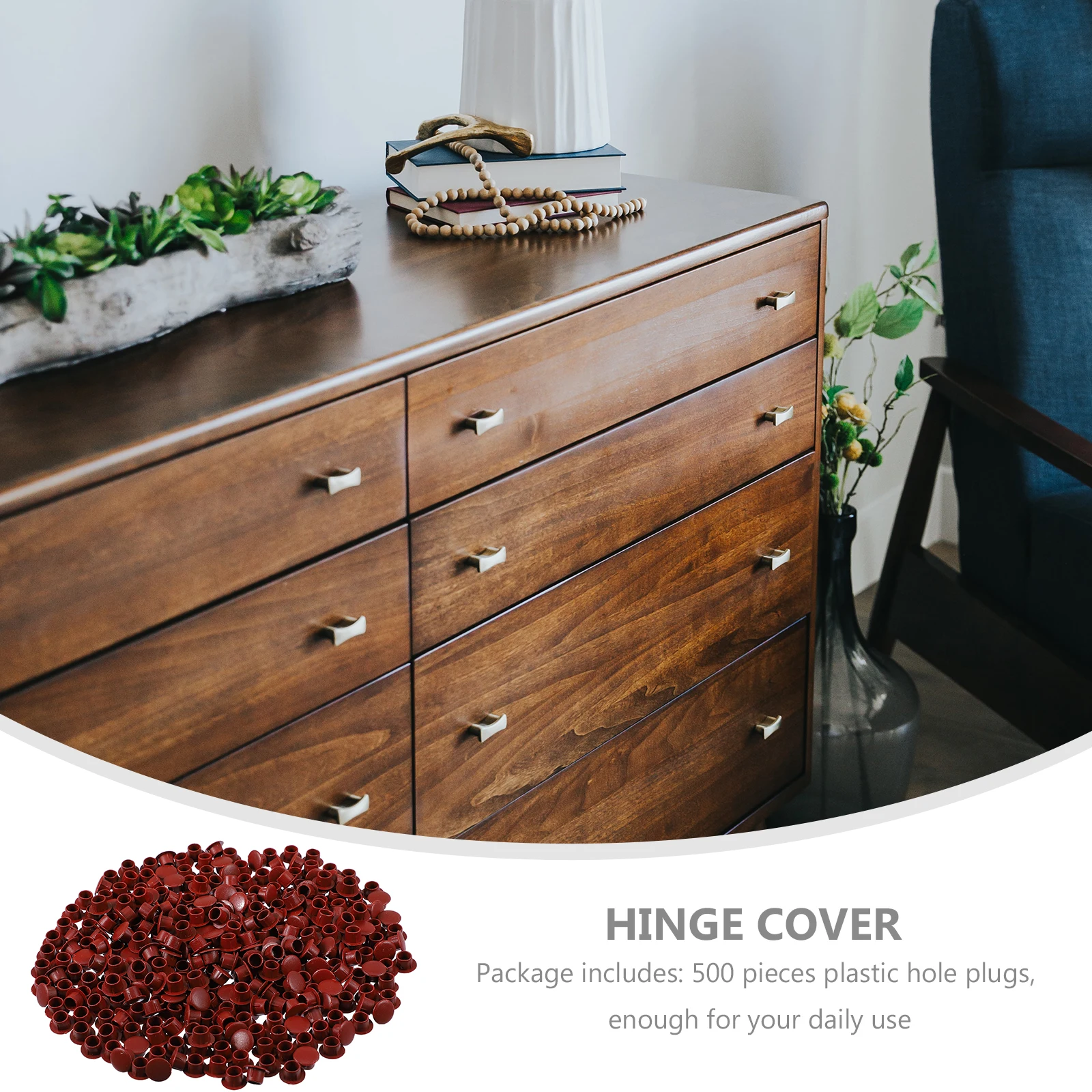 

500 Pcs Hinge Hole Cover Screw Caps Covers Kitchen Cabinets Circular Plastic Plug Round Plugs Cupboard Protector Door