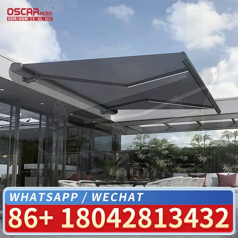 4*3M Luxurious Folding Outdoor Sun Shade Electric  for Patio Garden Balcony Retractable Awning