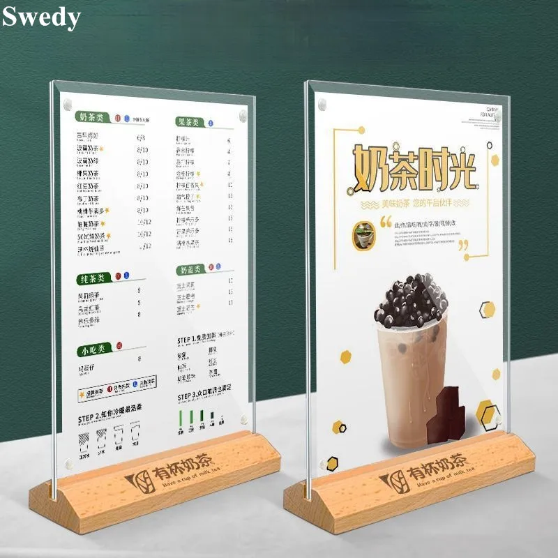 Porte-affiche en acrylique britannique double face, A4, 210x297mm, 8.5x11, restaurant, menu, papier, étiquette de prix, cadre publicitaire