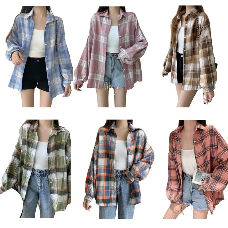 

Premium Design Sense Niche Shirt Retro Hong Kong Flavor Hundred Fit Loose Plaid Shirt Average Size