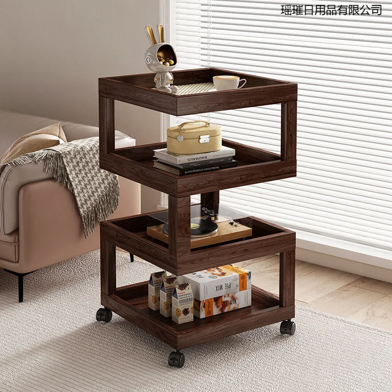 Living room household small square table, Chinese bamboo simple coffee table, balcony leisure, a few shelves