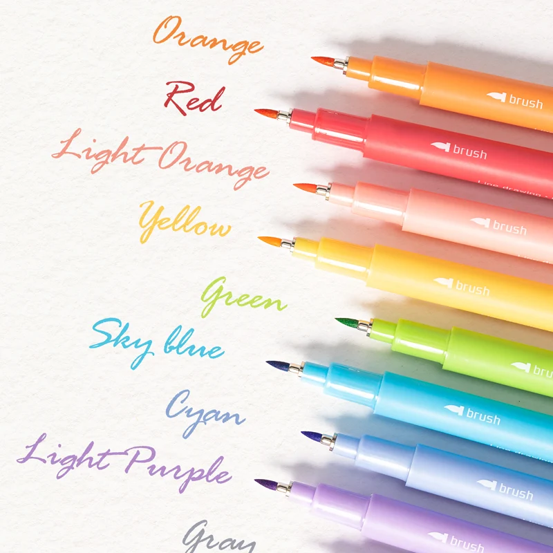 12 Colors Professional Drawing Pens Arts Calligraphy Brush Pen Soft Tip Marker Felt Tip Waterproof Water Based Ink Color Pens